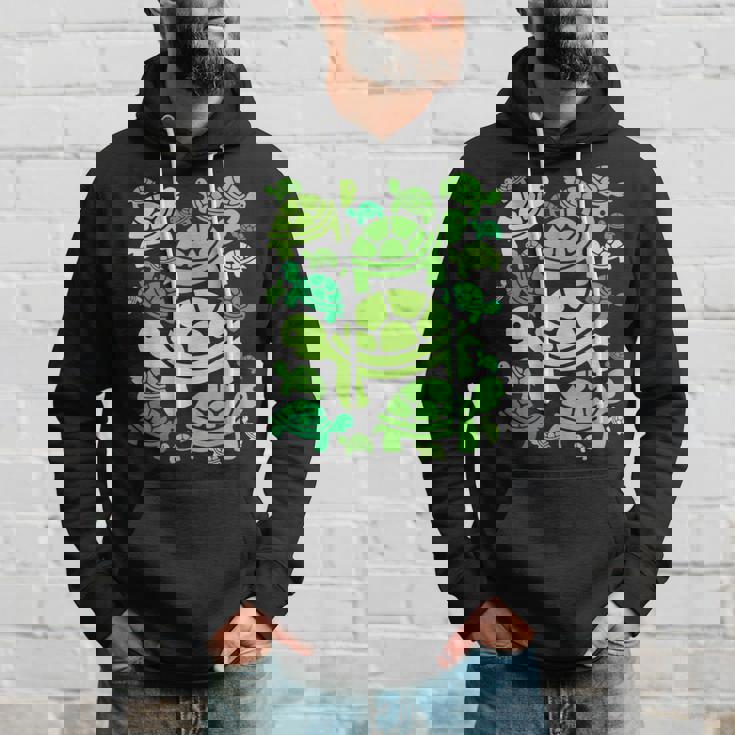 亀柄 カートゥーン アウトライン 面白いカメ パーカー 彼への贈り物