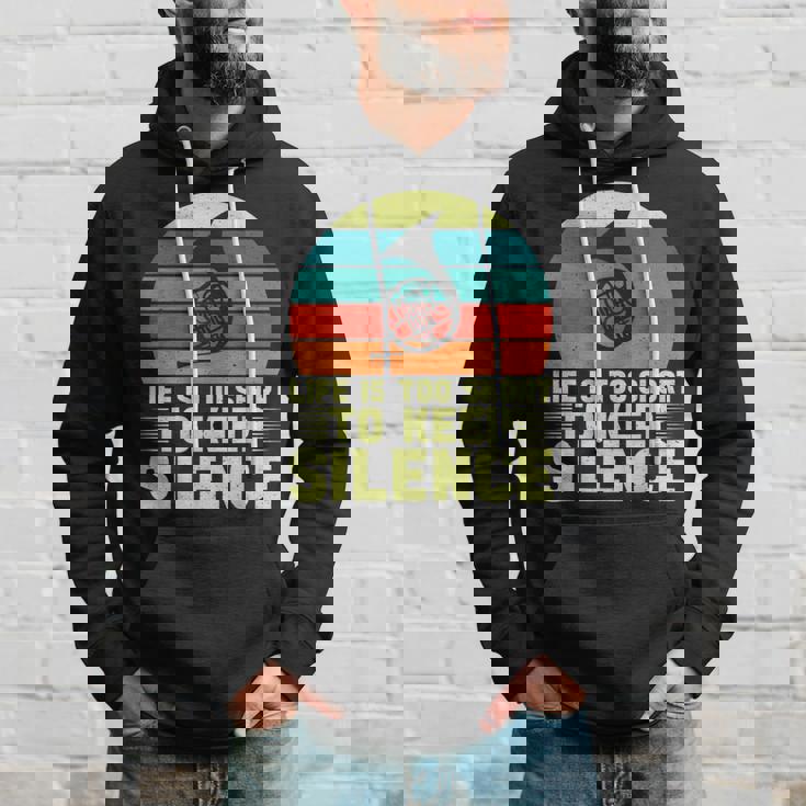 人生は短すぎて沈黙を保つにはフレンチホルン パーカー 彼への贈り物