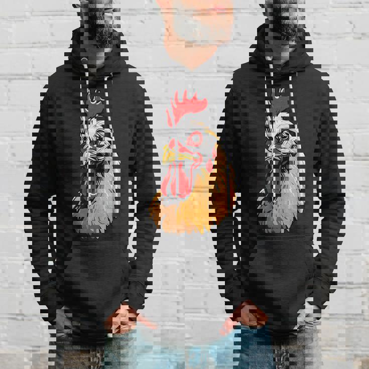 動物愛好家のための大胆な農場の鶏の頭のアート パーカー 彼への贈り物