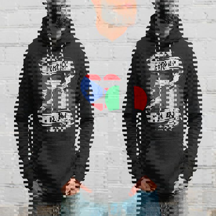 半分イタリア半分プエルトリコの国旗 ハート イタリア プエルトリコ パーカー 彼への贈り物