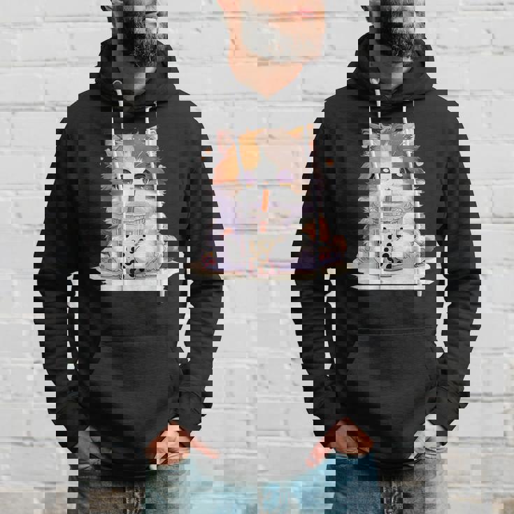 原宿竹下通りの可愛い子猫 アニメ好き オタクを癒すタピオカ茶 パーカー 彼への贈り物