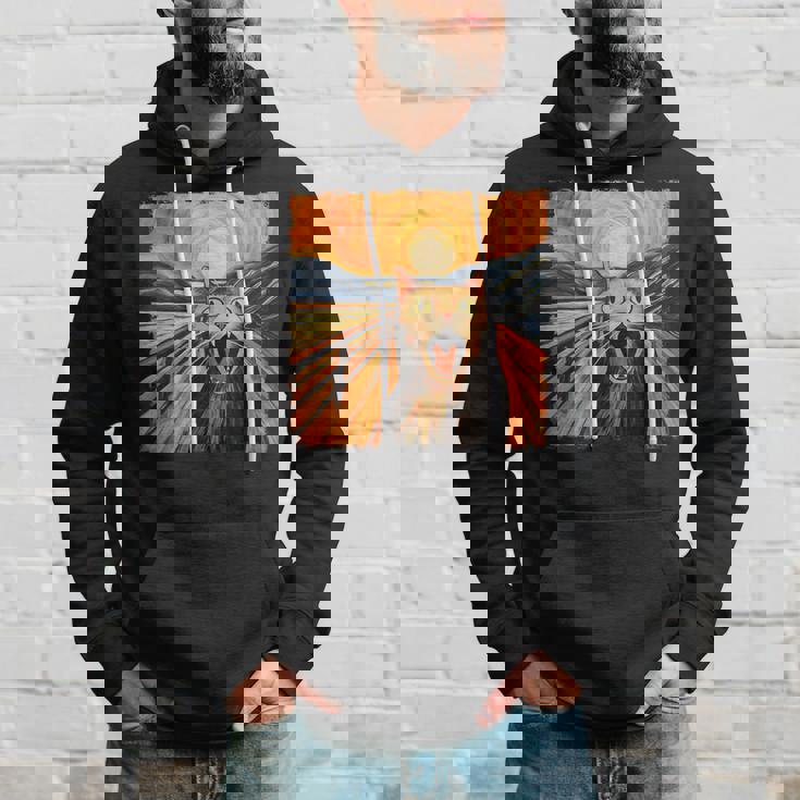 叫ぶ猫、エドヴァルド・ムンク風、面白い猫 パーカー 彼への贈り物