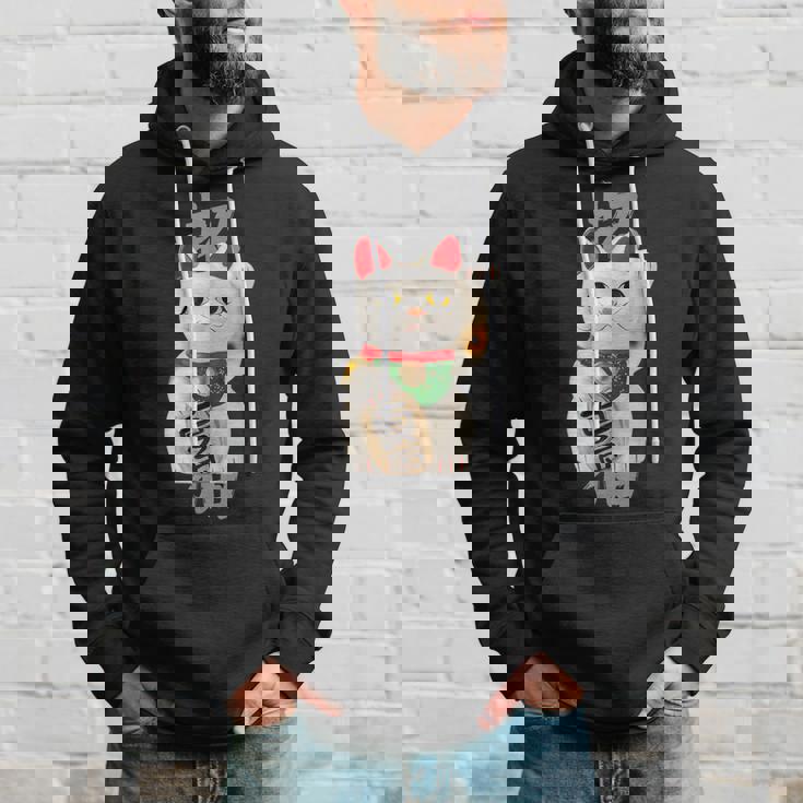 和風招き猫デザイン 縁起物アート 招福と金運アップ パーカー 彼への贈り物