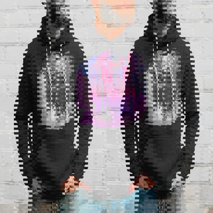 宇宙で虹色のラマに乗る子猫 パーカー 彼への贈り物