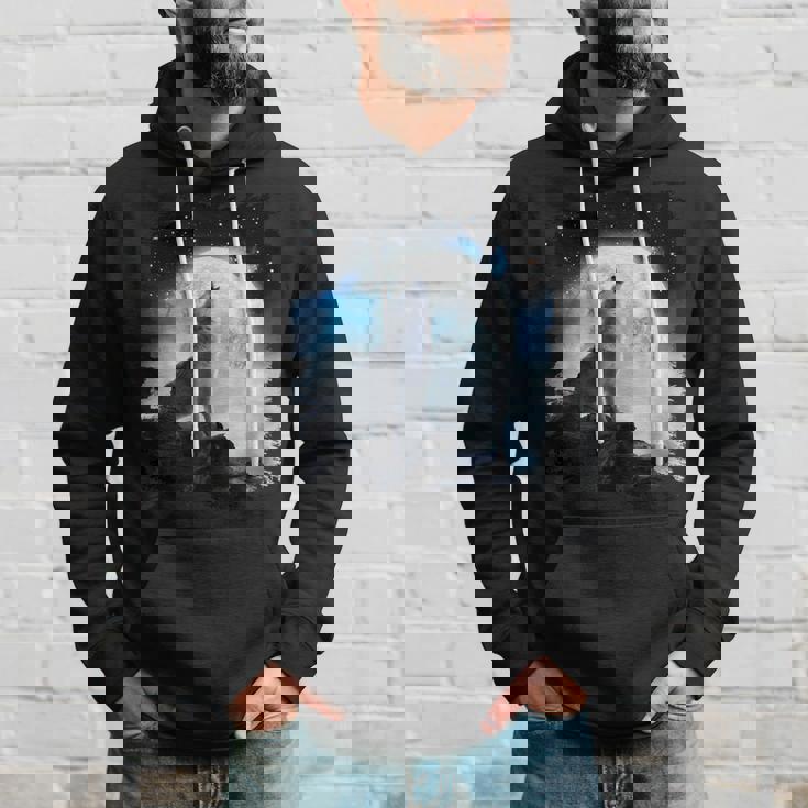 宇宙空間 オオカミ 月に遠吠えするオオカミ パーカー 彼への贈り物