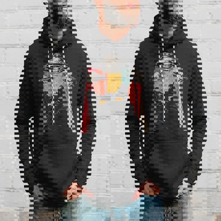 宇宙船 宇宙人 猫 Ufo 黒猫 面白い パーカー 彼への贈り物