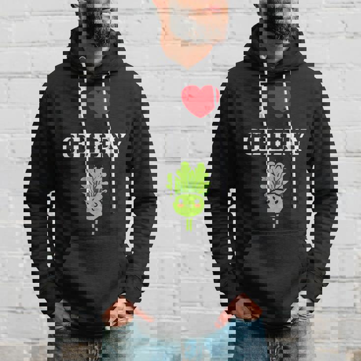 小さな野菜 セロリ ミニマリスト かわいい シンプル セロリ I Love Celery パーカー 彼への贈り物