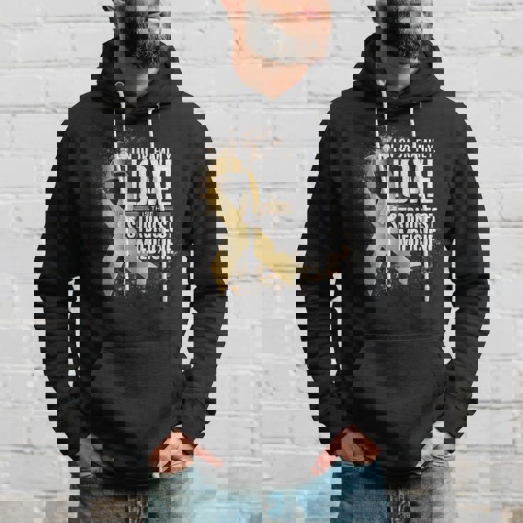 小児がん啓発 最強の薬 ゴールドリボン パーカー 彼への贈り物