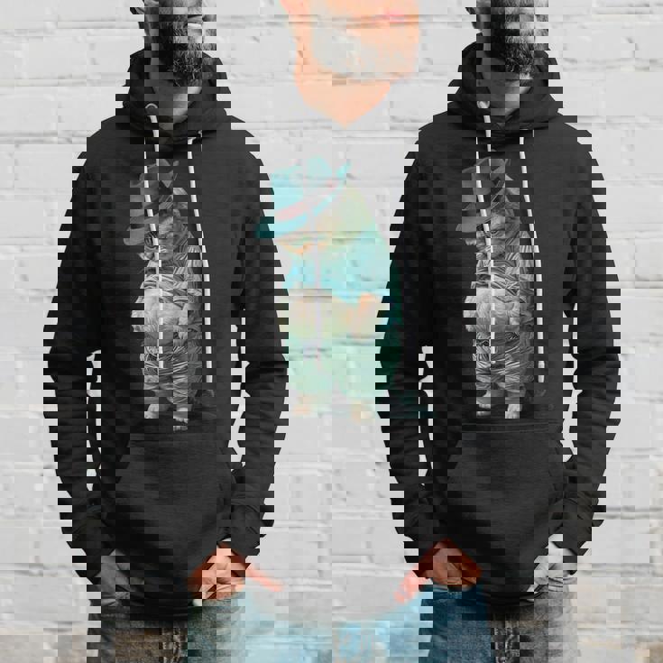 帽子をかぶった面白い太った猫 Ia アート デザイン太った子猫猫愛好家 パーカー 彼への贈り物