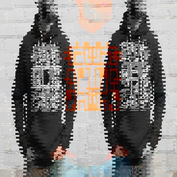 幾何学的図形 パターン オレンジ 白 黒 背景 パーカー 彼への贈り物