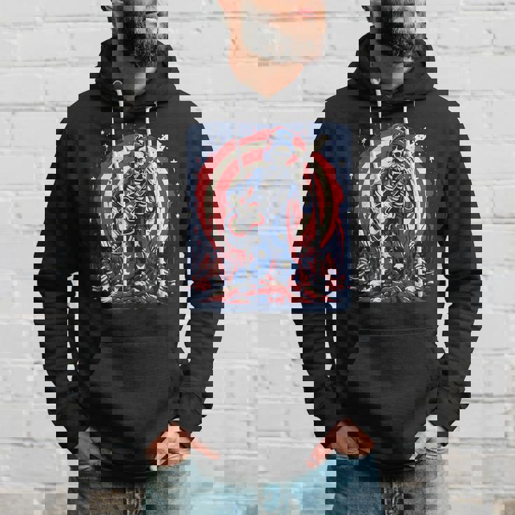 愛国的なスケルトン ロックンロールミュージック アメリカンスタイル パーカー 彼への贈り物