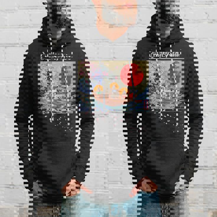 日本 版画 ダッチ デコイ スパニエル デコピン 神奈川の波 海 桜 パーカー 彼への贈り物