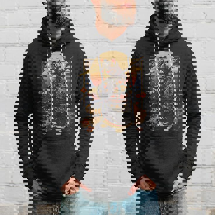 日本の芸術 猫 忍者 浮世絵 アニメスタイル サムライキャット パーカー 彼への贈り物