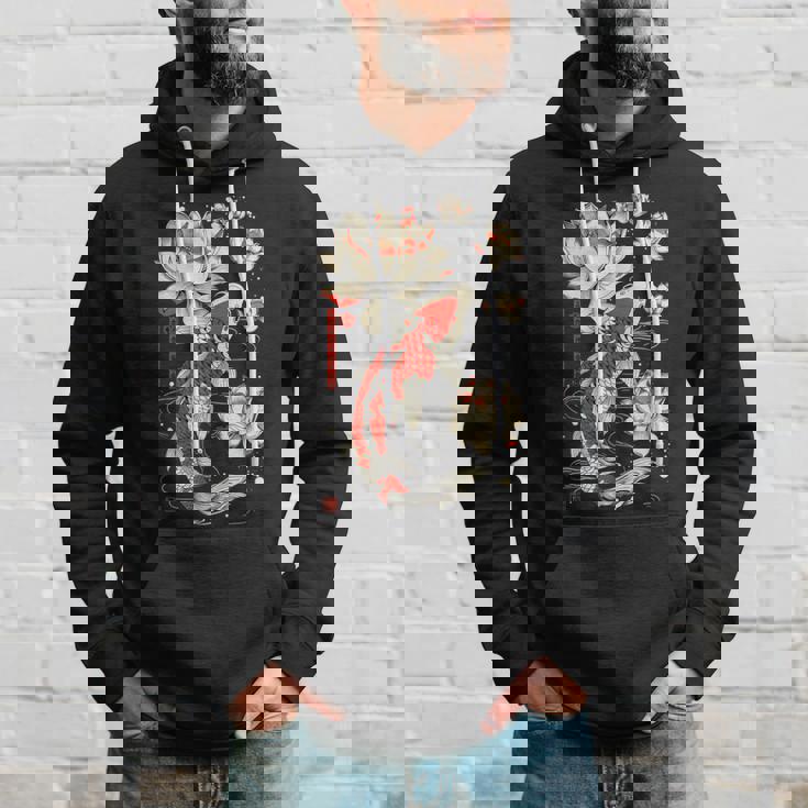 日本の鯉 魚 蓮の花 ヴィンテージ アート 日本 パーカー 彼への贈り物