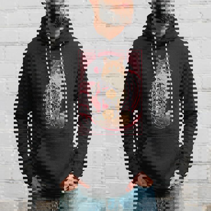 日本の鯉タトゥー猫アート美的ヴィンテージライジングサン パーカー 彼への贈り物