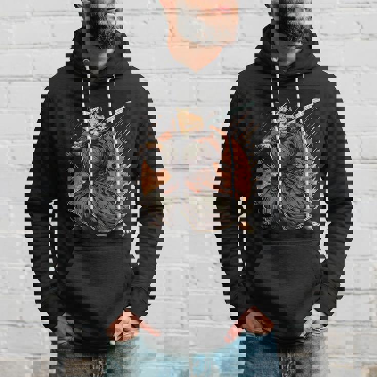 日本アート 猫 忍者 浮世絵 アニメ風 サムライキャット パーカー 彼への贈り物