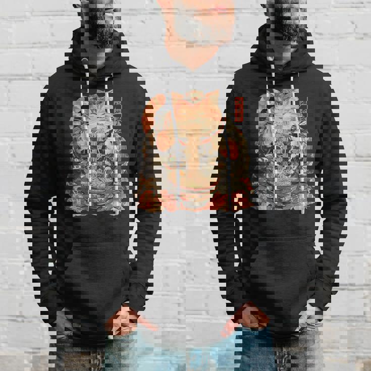 日本美術 ラーメン 猫 忍者 浮世絵 アニメ風 侍猫 パーカー 彼への贈り物