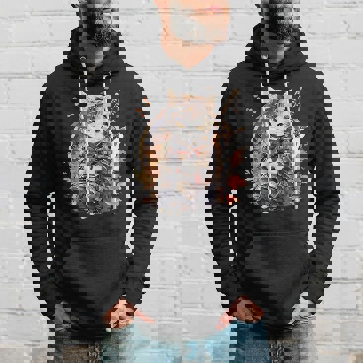 日本美術 猫 忍者 浮世絵 アニメ風 侍猫 パーカー 彼への贈り物