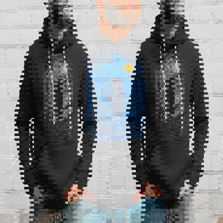 星月フクロウの夜のアートワーク パーカー 彼への贈り物