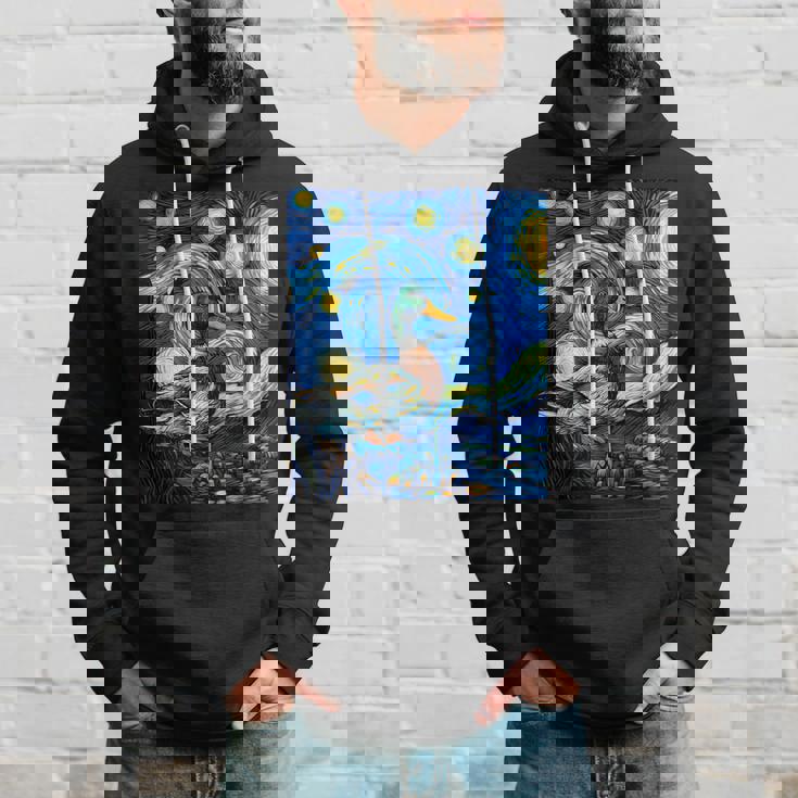 星空の下のアヒル アート グラフィック 誕生日 クリスマス パーカー 彼への贈り物