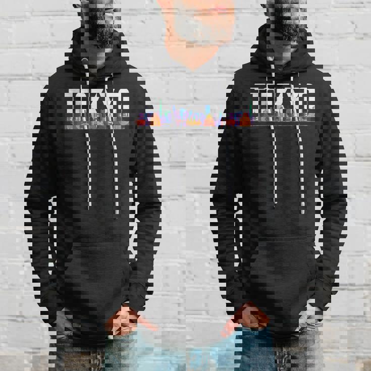 東京 日本 都市 スカイライン シルエット 楽しい カラフル 風景 パーカー 彼への贈り物