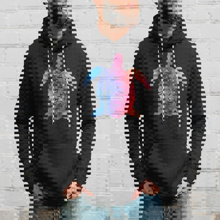 水彩画のようなウミガメのシルエット パーカー 彼への贈り物