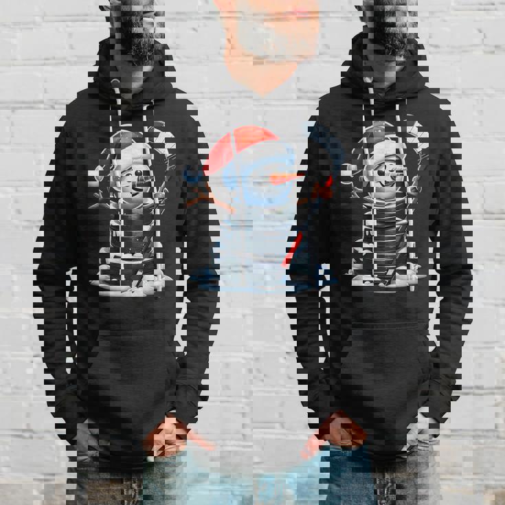 漫画 アイスホッケーパック 雪だるま サンタ帽子付き クリスマス パーカー 彼への贈り物