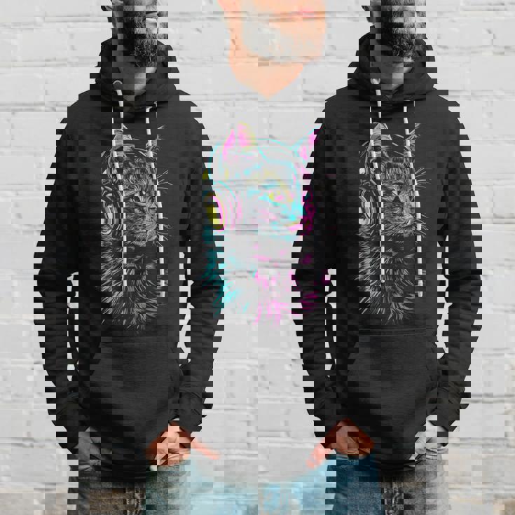 猫 動物 モチーフ 音楽 ヘッドホン イラスト 猫 パーカー 彼への贈り物