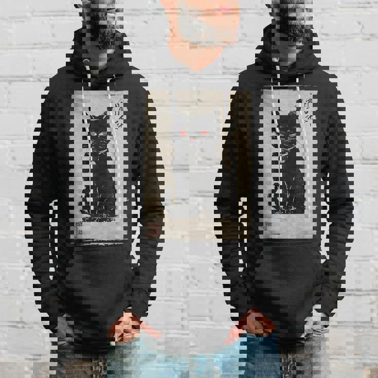 猫 鬼 ハロウィン 日本 ミニマリスト 墨絵 浮世絵風 パーカー 彼への贈り物