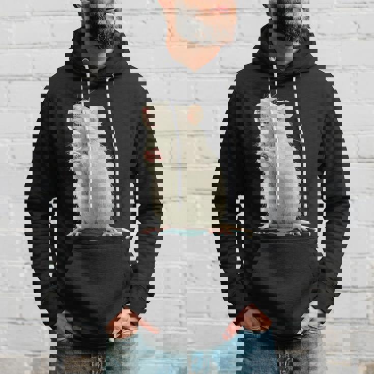 白いネズミが好きな人のための面白い見た目の白いネズミ パーカー 彼への贈り物