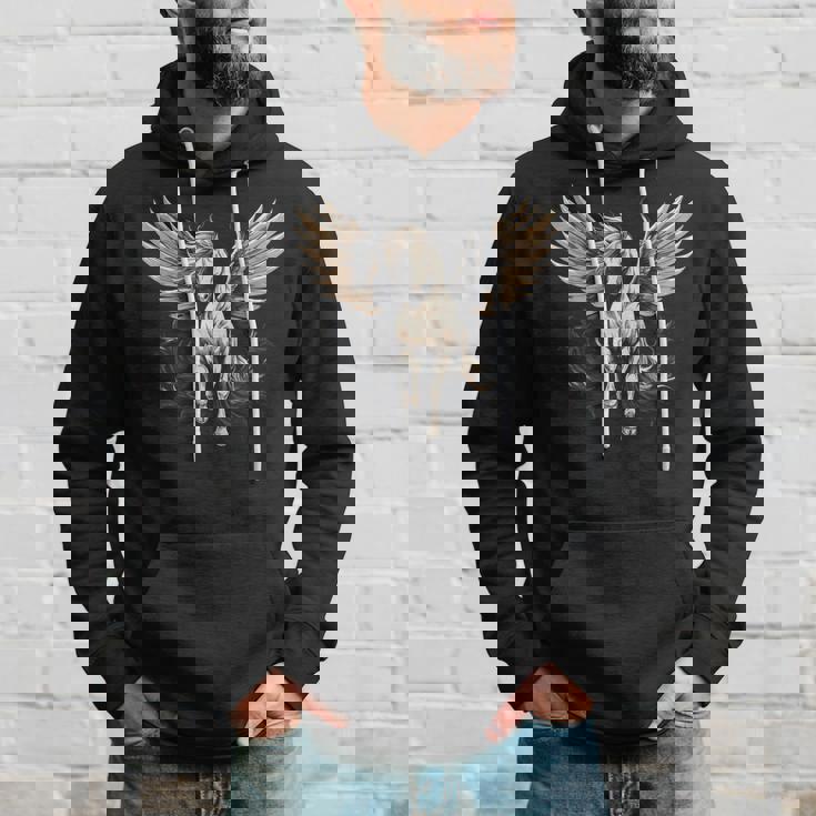 白いペガサス 大きな白い翼 面白いグラフィックtシャツ パーカー 彼への贈り物