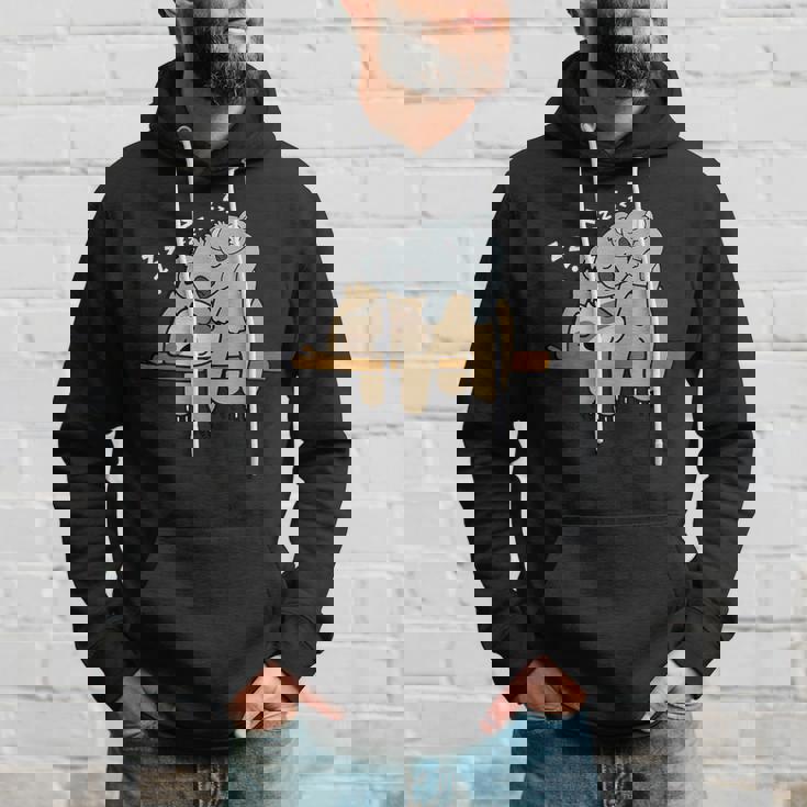 眠っているかわいい怠け者ナマケモノ ベビーコアラ ママベア昼寝 パーカー 彼への贈り物