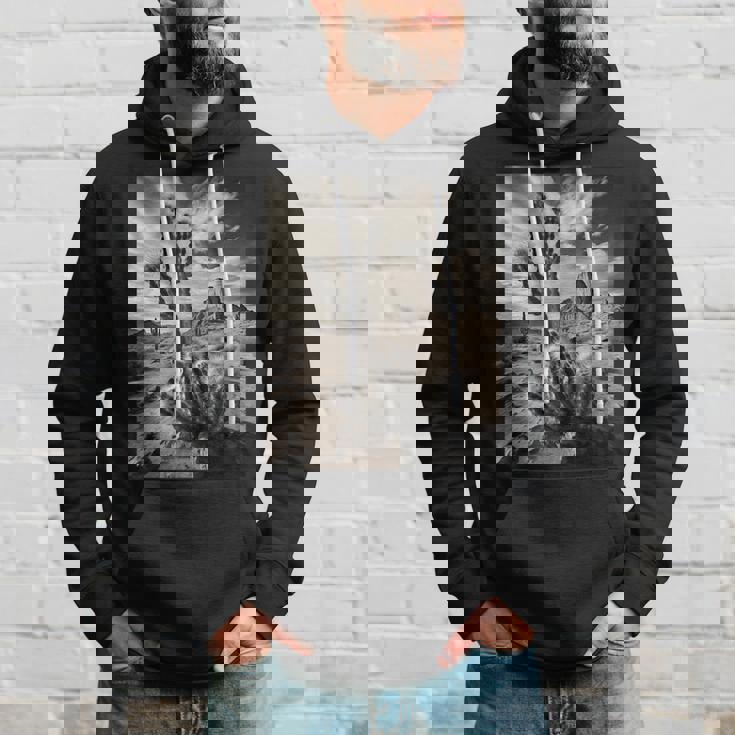 砂漠のサボテンのモノクロ写真 パーカー 彼への贈り物