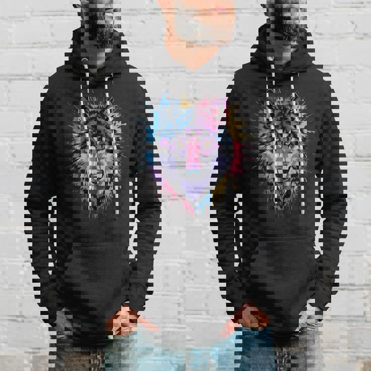 素晴らしいオオカミの頭の色彩。 パーカー 彼への贈り物