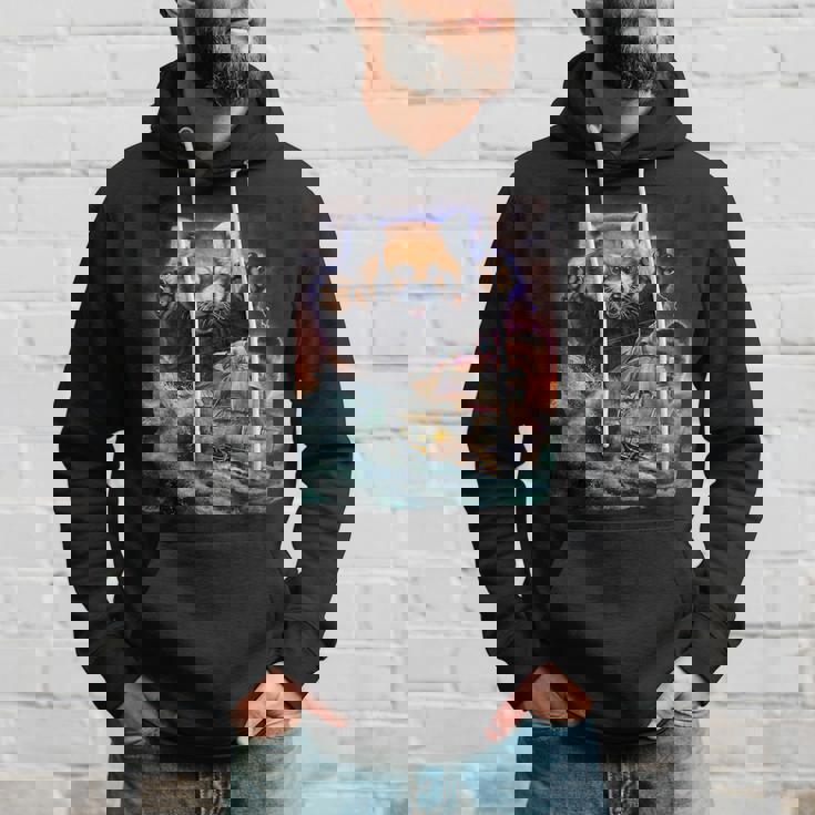 船を襲う レッサーパンダ 海 雷 嵐 パーカー 彼への贈り物