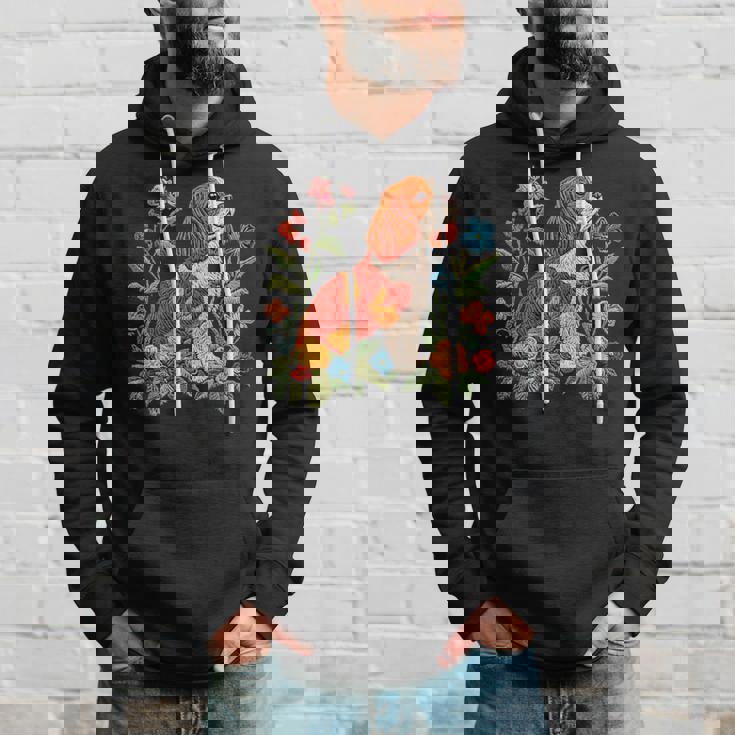 花柄 キャバリア王 チャールズ スパニエル キュート ママ 母の日 パーカー 彼への贈り物