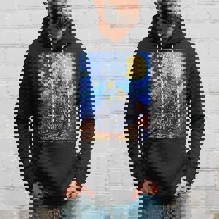 蒸気機関 蒸気機関車 ヴィンテージ ゴッホ 機関車 列車 パーカー 彼への贈り物