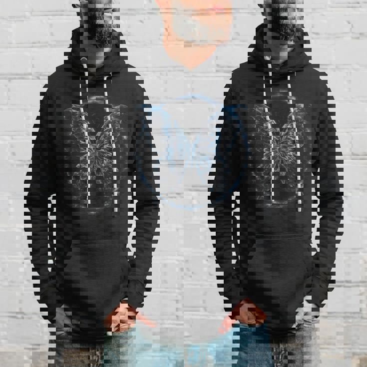 蝶 夜光 夜光 青 デザイン ユニセックス 自然 パーカー 彼への贈り物