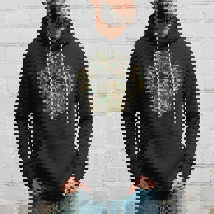 迷彩犬の足跡プリント アーミー犬 父親 パーカー 彼への贈り物