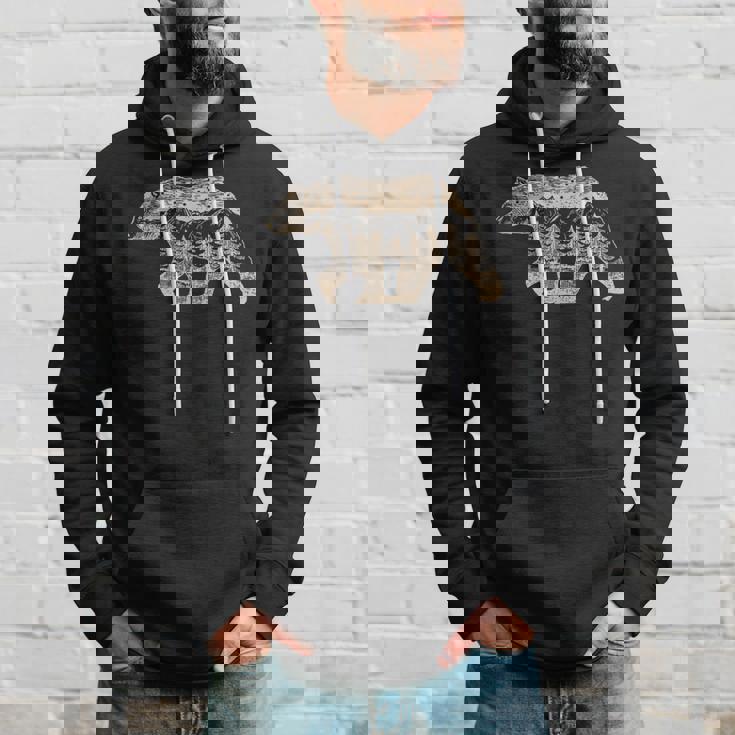 野生動物 レトロ 野生動物 クマ アウトドア 自然 森林 木 パーカー 彼への贈り物