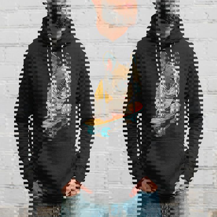 面白い フレンチブルドッグ スケートボード スケーター 犬 イングリッシュドッグ パーカー 彼への贈り物