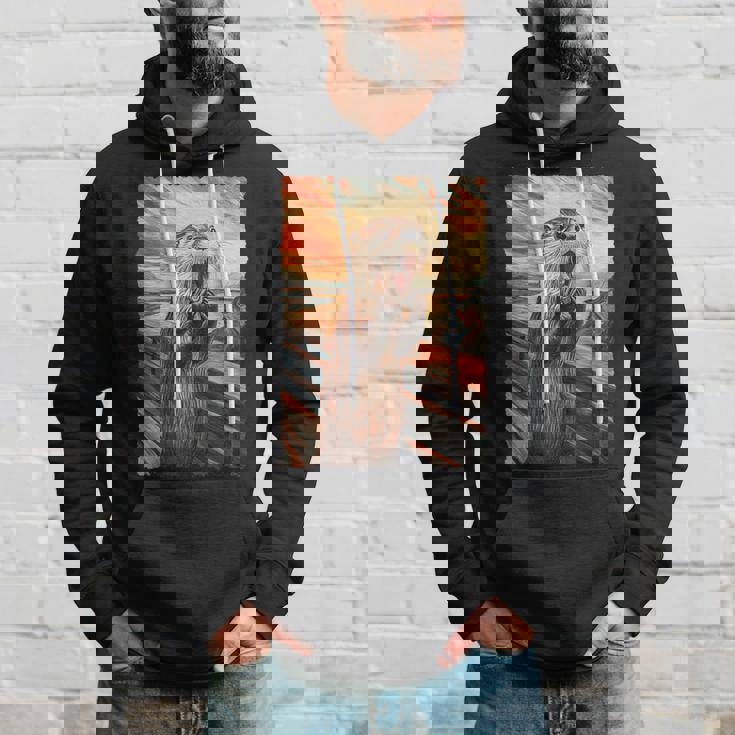 面白い レトロ ムンク 悲鳴 芸術的 絵画 パロディ カワウソ 恋人 パーカー 彼への贈り物