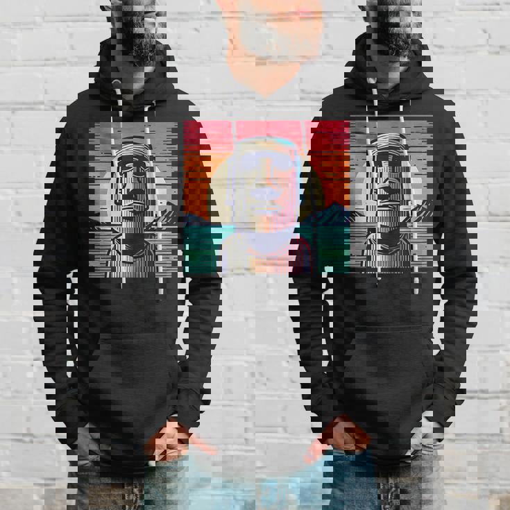 面白いイースター島像 レトロなモアイヘッドラパヌイv3 パーカー 彼への贈り物