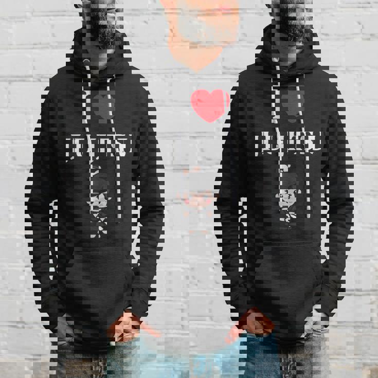 面白い柔術スポーツミニマリストかわいいシンプル柔術 I Love Jiu Jitsu パーカー 彼への贈り物