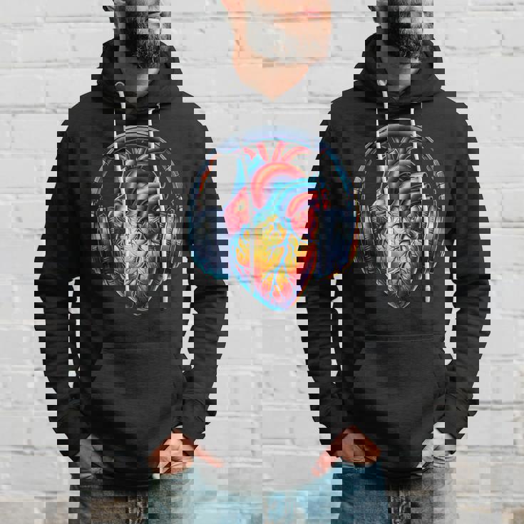 音楽解剖学的ハートとヘッドフォンdjミュージックグラフィック パーカー 彼への贈り物