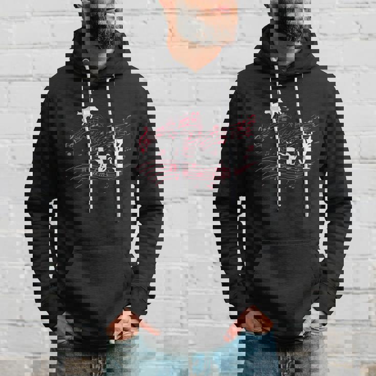 音符で遊ぶ3匹の猫 楽譜 パーカー 彼への贈り物