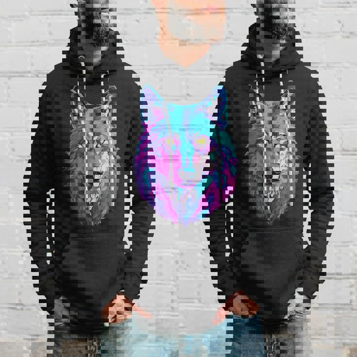 鮮やかなマルチカラーオオカミ パーカー 彼への贈り物