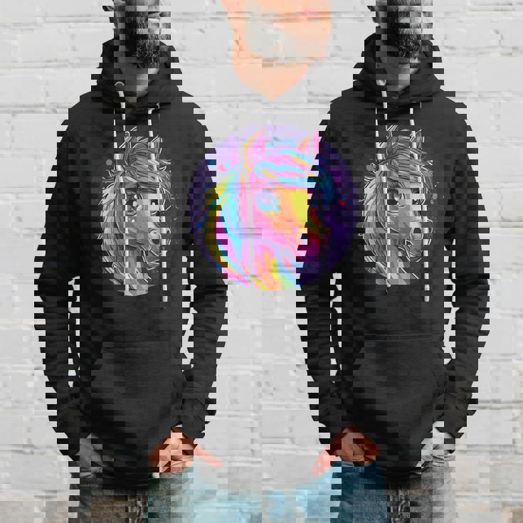 鮮やかな虹色の馬の魔法の夢 パーカー 彼への贈り物