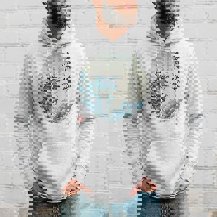 4神 青龍 漢詩 龍 雲 空 舞う バックプリント パーカー 彼への贈り物