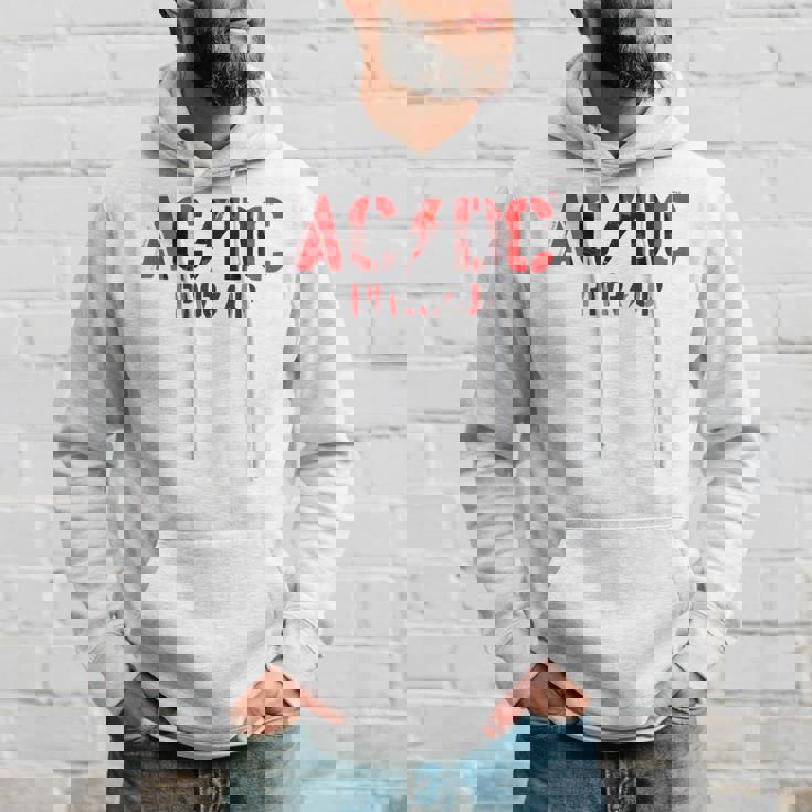 AcDcロックミュージックバンドpwrupフォトロゴ。 パーカー 彼への贈り物